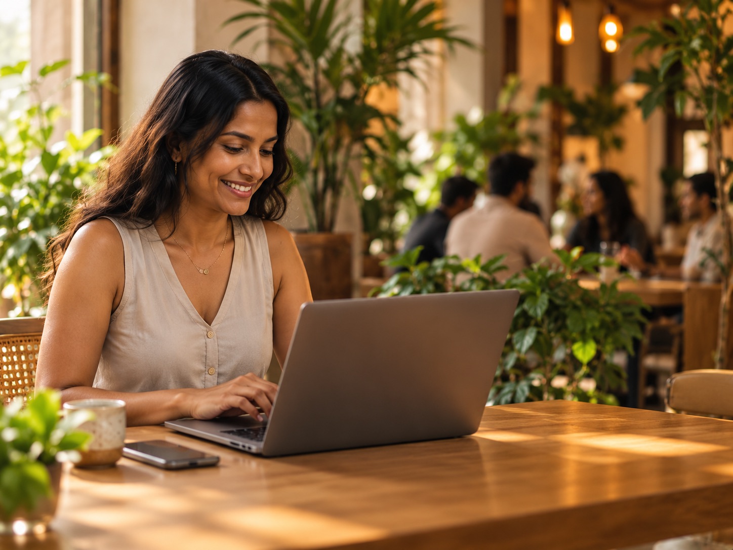 An organiser preparing for an event at a cafe